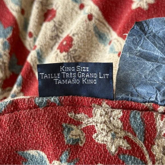 Ralph Lauren Cassie French Country Stripe King Size Comforter Red Blue - Picture 8 of 8